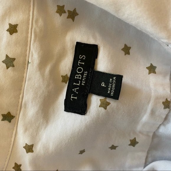 Talbots white button down gold stars petite - Picture 5 of 7